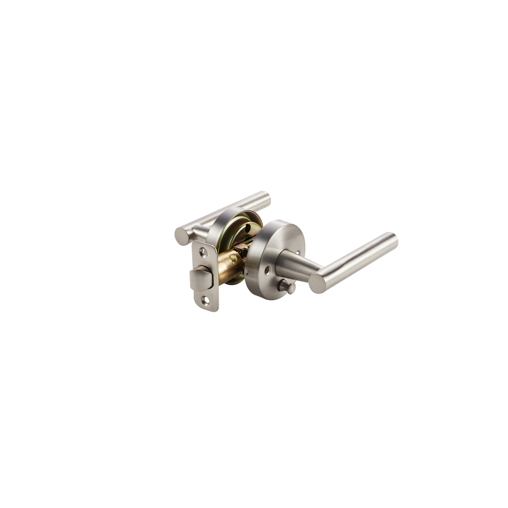 Sapphire Miro Collection Modern Satin Nickel Privacy Bed/Bath Door Handle with Lock, Grade 3, Model# LS-MIR40-US15
